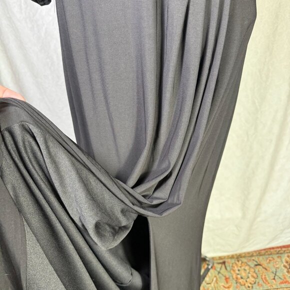 BHLDN Thorton Black Maxi Wrap Dress Sz 18 V-Neck Flutter Sleeve Gown Made In USA - Picture 9 of 15